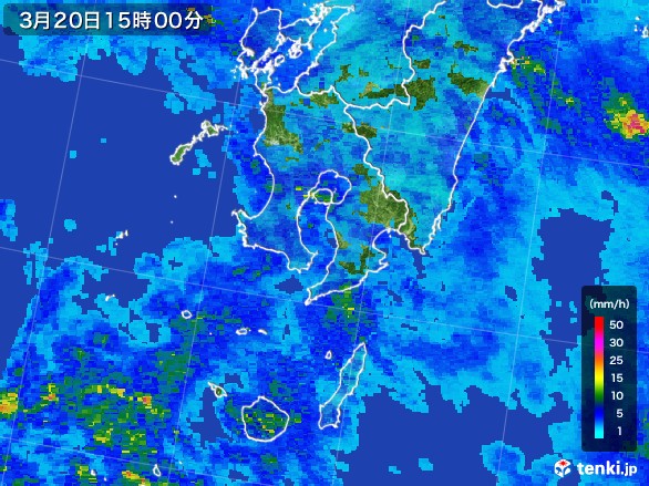 鹿児島県の雨雲レーダー(2017年03月20日)