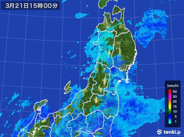 東北地方の雨雲レーダー(2017年03月21日)