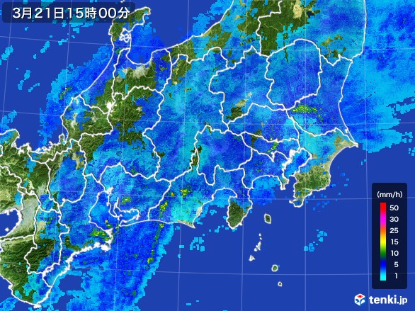 関東・甲信地方の雨雲レーダー(2017年03月21日)