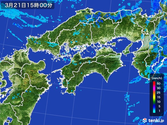 四国地方の雨雲レーダー(2017年03月21日)