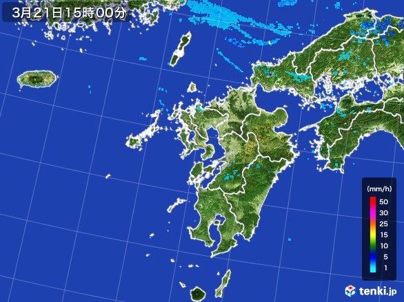 九州地方の雨雲レーダー(2017年03月21日)