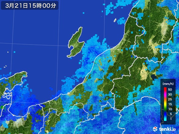 新潟県の雨雲レーダー(2017年03月21日)