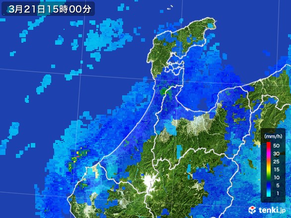 石川県の雨雲レーダー(2017年03月21日)