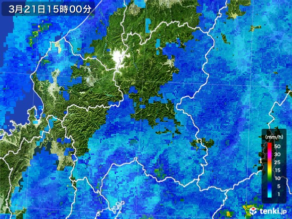 岐阜県の雨雲レーダー(2017年03月21日)