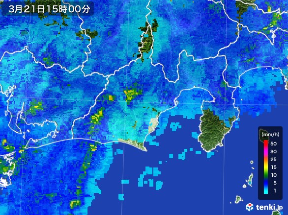 静岡県の雨雲レーダー(2017年03月21日)