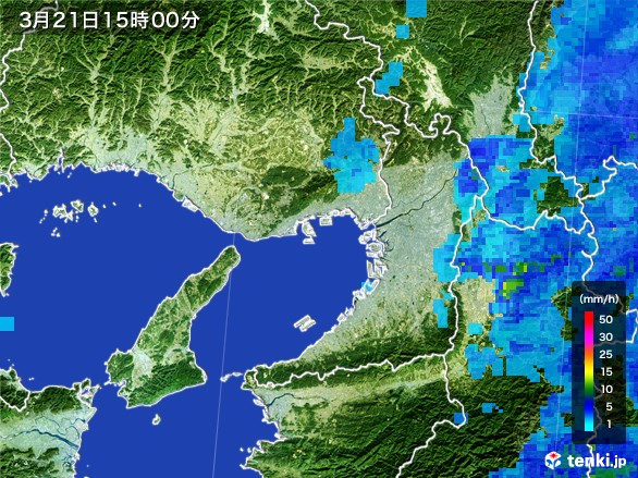 大阪府の雨雲レーダー(2017年03月21日)