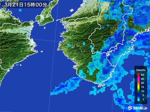 和歌山県の雨雲レーダー(2017年03月21日)