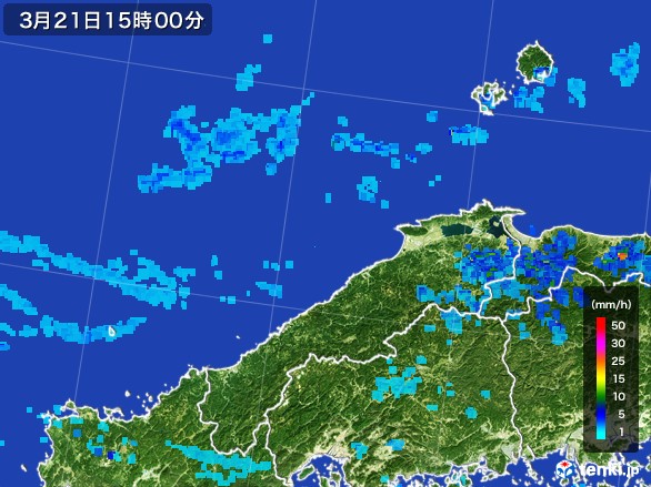 島根県の雨雲レーダー(2017年03月21日)