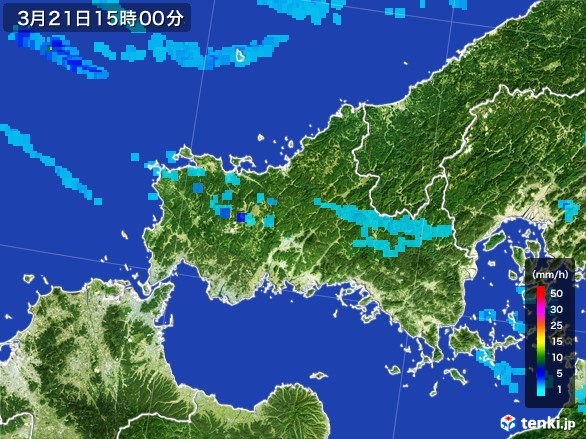 山口県の雨雲レーダー(2017年03月21日)