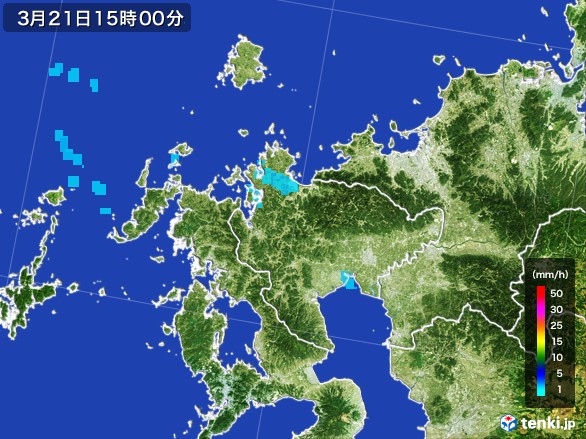 佐賀県の雨雲レーダー(2017年03月21日)