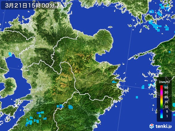 大分県の雨雲レーダー(2017年03月21日)