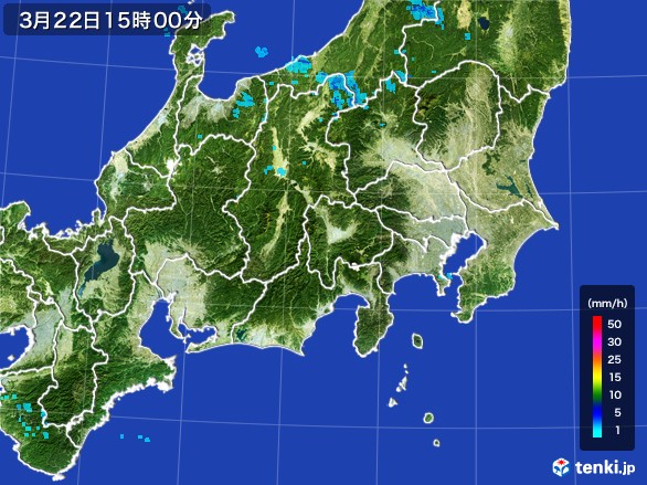 関東・甲信地方の雨雲レーダー(2017年03月22日)