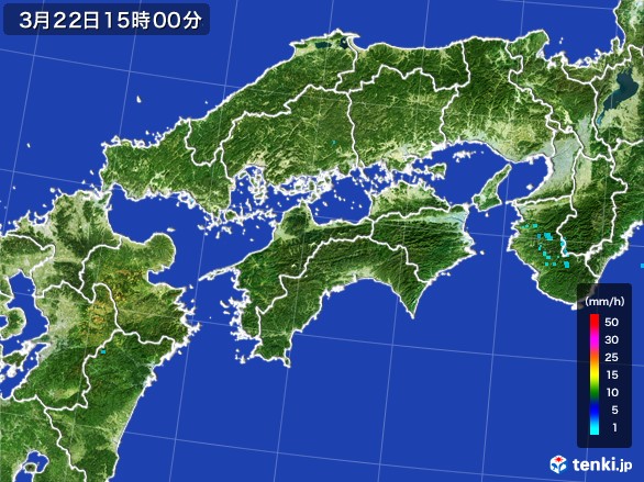 四国地方の雨雲レーダー(2017年03月22日)