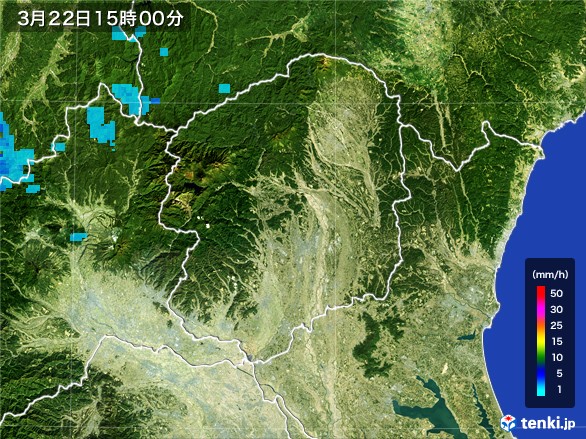 栃木県の雨雲レーダー(2017年03月22日)