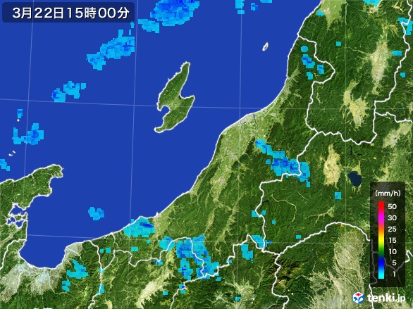新潟県の雨雲レーダー(2017年03月22日)