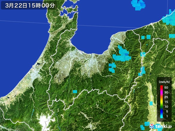富山県の雨雲レーダー(2017年03月22日)