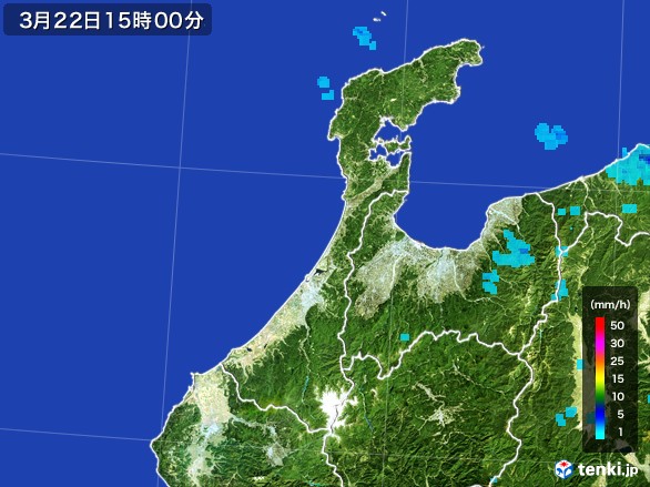 石川県の雨雲レーダー(2017年03月22日)