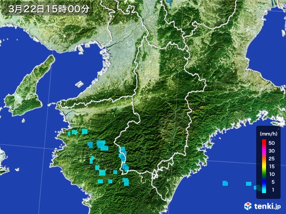 奈良県の雨雲レーダー(2017年03月22日)