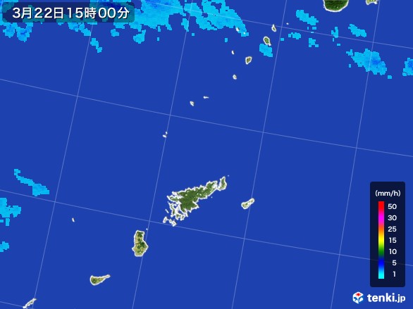 奄美諸島(鹿児島県)の雨雲レーダー(2017年03月22日)