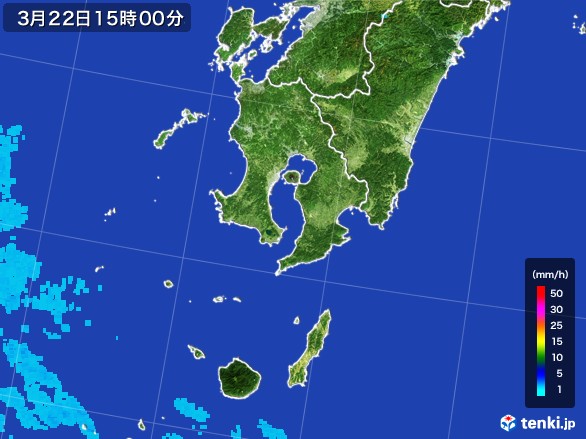 鹿児島県の雨雲レーダー(2017年03月22日)
