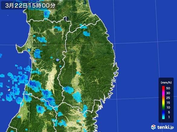 岩手県の雨雲レーダー(2017年03月22日)