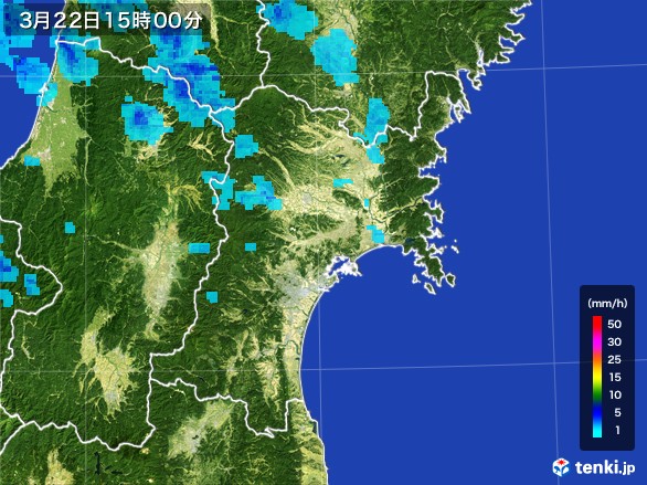 宮城県の雨雲レーダー(2017年03月22日)