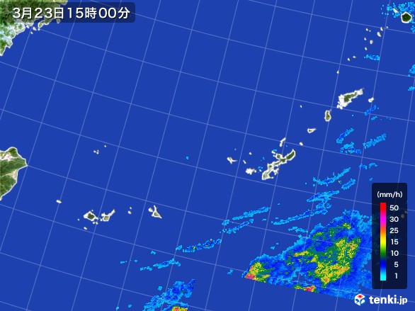 沖縄地方の雨雲レーダー(2017年03月23日)