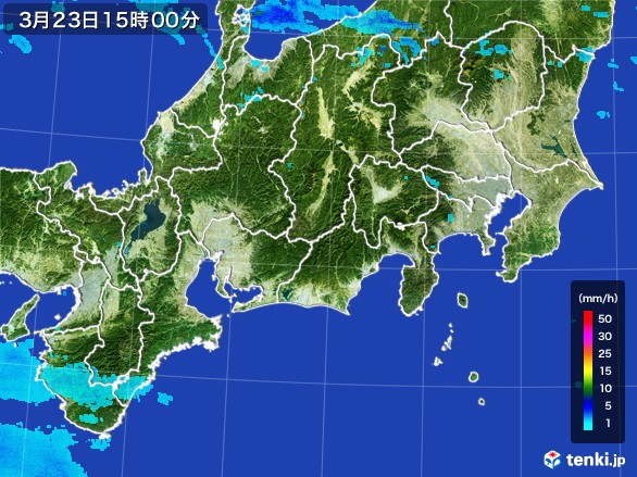 東海地方の雨雲レーダー(2017年03月23日)