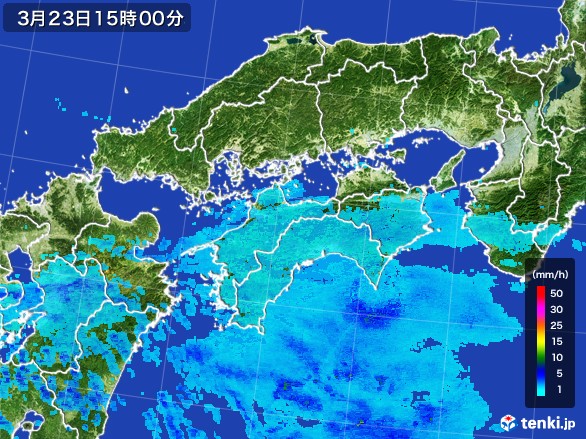 四国地方の雨雲レーダー(2017年03月23日)