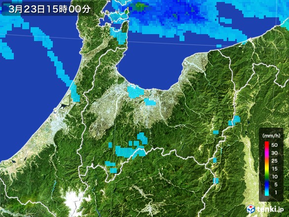 富山県の雨雲レーダー(2017年03月23日)