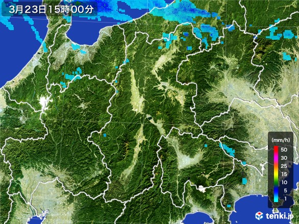 長野県の雨雲レーダー(2017年03月23日)