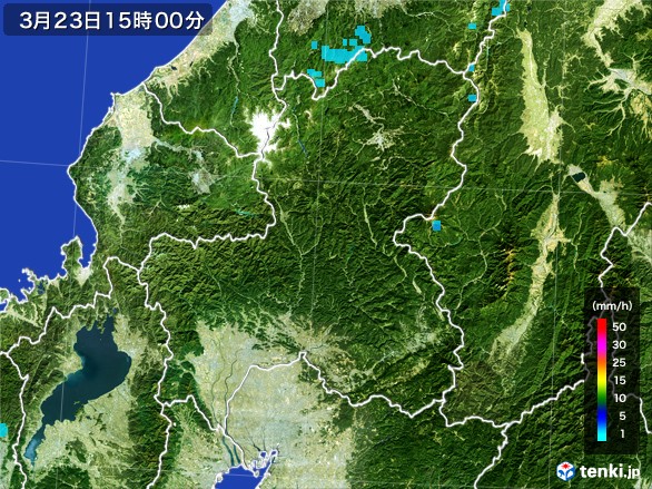 岐阜県の雨雲レーダー(2017年03月23日)