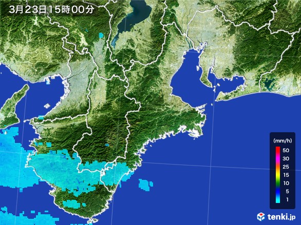 三重県の雨雲レーダー(2017年03月23日)