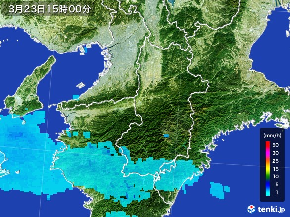 奈良県の雨雲レーダー(2017年03月23日)