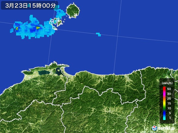 鳥取県の雨雲レーダー(2017年03月23日)