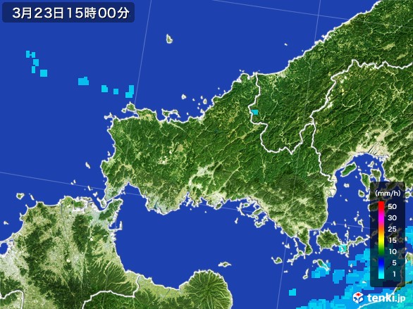 山口県の雨雲レーダー(2017年03月23日)