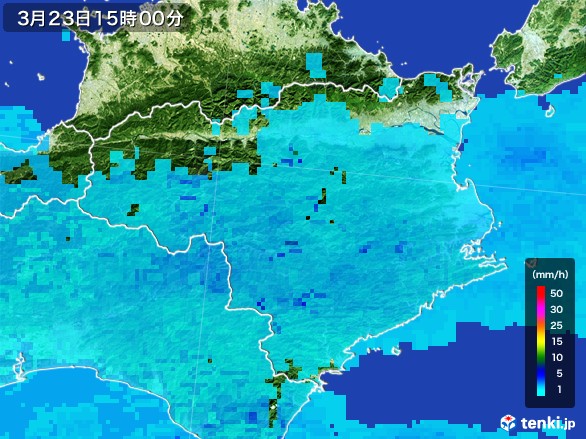 徳島県の雨雲レーダー(2017年03月23日)