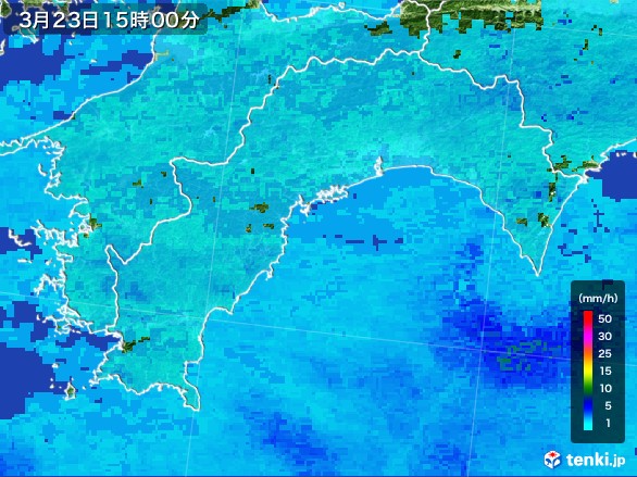 高知県の雨雲レーダー(2017年03月23日)