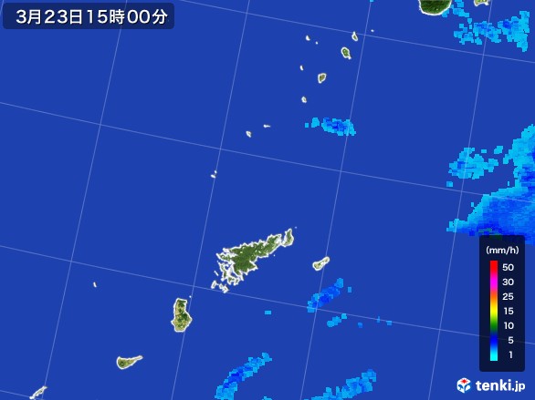 奄美諸島(鹿児島県)の雨雲レーダー(2017年03月23日)