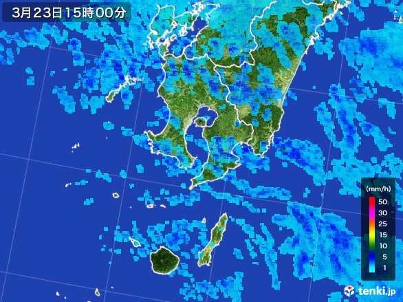 鹿児島県の雨雲レーダー(2017年03月23日)