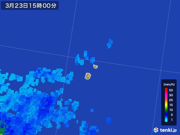 南大東島(沖縄県)の雨雲レーダー(2017年03月23日)