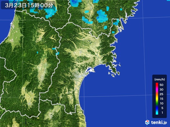 宮城県の雨雲レーダー(2017年03月23日)
