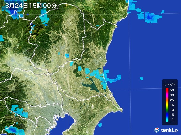 茨城県の雨雲レーダー(2017年03月24日)
