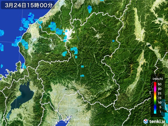 岐阜県の雨雲レーダー(2017年03月24日)