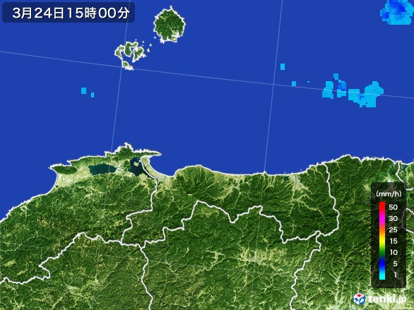 鳥取県の雨雲レーダー(2017年03月24日)