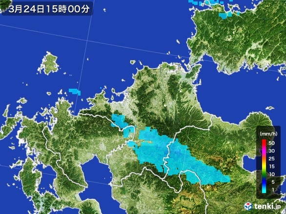 福岡県の雨雲レーダー(2017年03月24日)