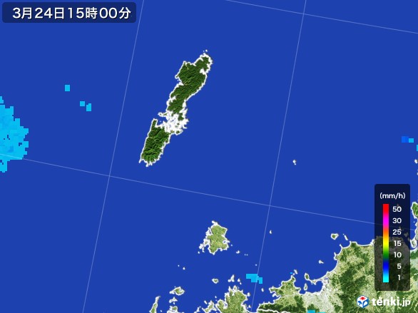 壱岐・対馬(長崎県)の雨雲レーダー(2017年03月24日)