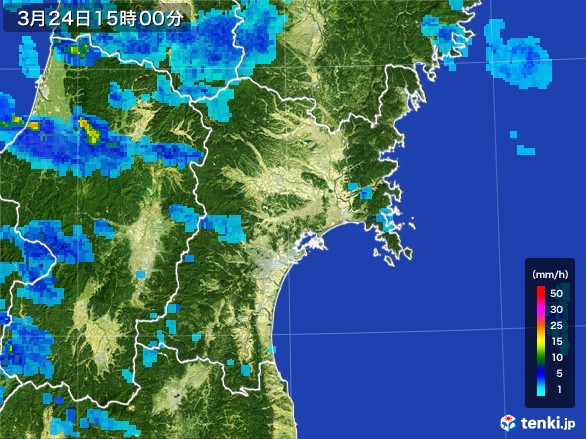 宮城県の雨雲レーダー(2017年03月24日)