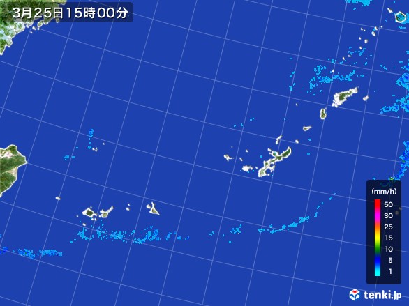 沖縄地方の雨雲レーダー(2017年03月25日)