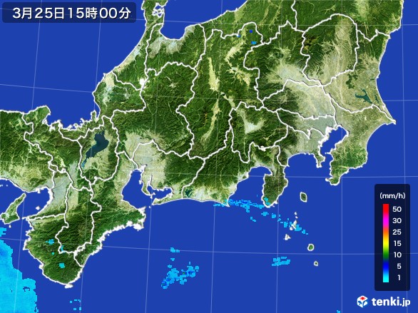 東海地方の雨雲レーダー(2017年03月25日)